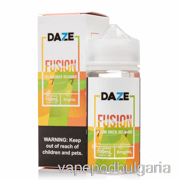 Vape Течности жълто зелено червено манго - 7 Daze Fusion - 100ml 0mg